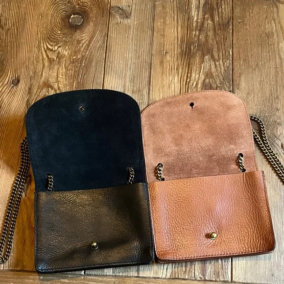 2- Madewell The Chain Leather Crossbody Bags in Black and Brown - Picture 7 of 11